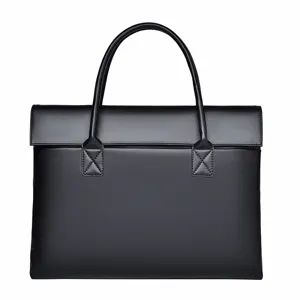 Borsa a mano da lavoro in pelle nera per uomo e donna ventiquattrore da ufficio minimal