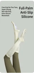 Professional anti-slip five toe long yoga socks for women, breathable pilates and fitness wear.