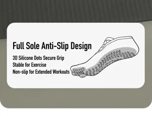 Anti-slip yoga five-toe socks detail showing full-palm grip dots and split-toe design.