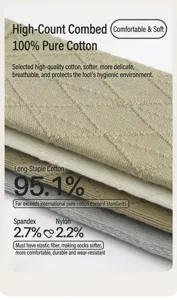 Close-up detail of women's long yoga socks fabric, premium combed cotton texture.