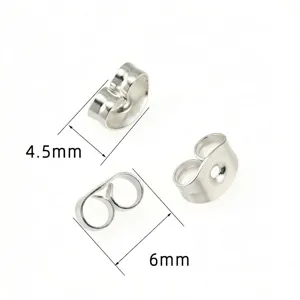 Partes de repuesto de respaldos de pendientes de mariposa de acero inoxidable 4.5mm 6mm