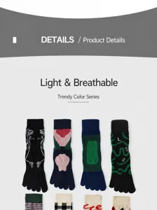 Cotton five-toe yoga socks detail view, anti-slip design for pilates and indoor fitness.