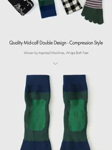 Comfortable mid-calf double-layer compression athletic socks, ideal for fitness and yoga daily wear.