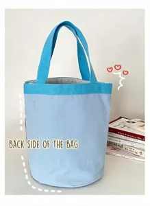 Sac seau en toile bleu clair sac à main decontracté design simple usage quotidien