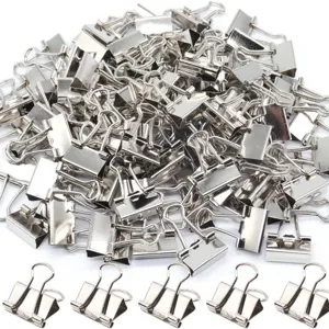 Clips per rilegare in metallo per carta, fermagli di cancelleria argentati resistenti.