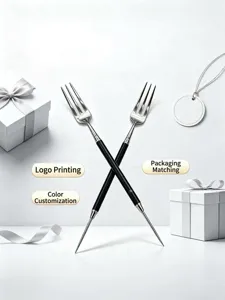 Portable titanium toothpick fruit fork, custom business gift, metal pocket pick tool for travel.