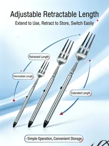 Portable telescopic titanium toothpick product detail view, showing different states clearly.