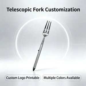 Portable titanium alloy telescopic toothpick pocket tool detail view, compact spring design.