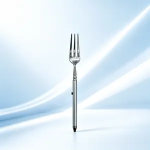 Detailed view of the portable stainless steel telescopic fork, compact and flexible pocket tool.