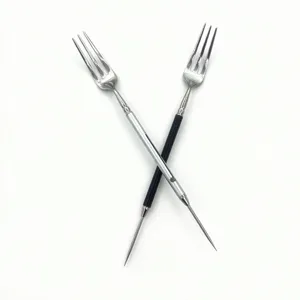 Portable titanium alloy dual-use toothpick and fruit fork set, lightweight pocket outdoor tool.