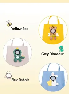 Cute pet carrier bag detail, canvas portable pet bag with funny cartoon animal styles.