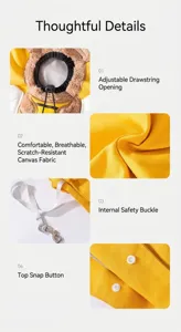 Canvas pet bag detail shot showing breathable fabric, secure buckle and drawstring opening.
