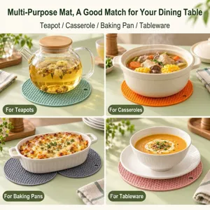 Silicone heat insulation pad round honeycomb mat kitchen anti-skid table mat for hot pots bowls