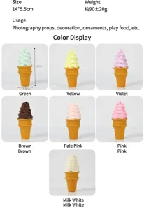 Simulation ice cream cone model photography prop fake dessert decoration display item.