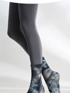 Chaussettes de yoga mi-hautes tie-dye pour femmes antidérapantes fitness respirantes