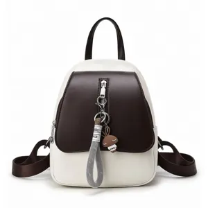 Stylish two-tone women backpack casual contrast color commuter school bag daypack for travel