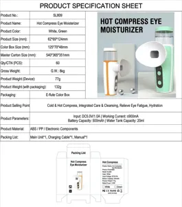 Compact hot compress moisturizing eye instrument specification and detailed display.