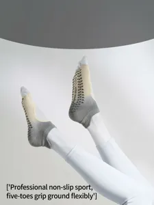 Women non-slip yoga socks open toe five toe grip pilates fitness cotton training socks