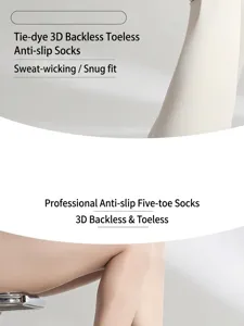 Detailed view of professional non-slip five-finger yoga socks, breathable and comfortable.