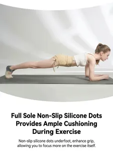 Detailed view of women's non-slip toe yoga socks with grip dots for pilates and fitness.