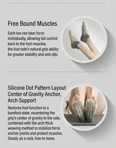 Non-slip yoga socks with five toe design and silicone grip dots for fitness and pilates detail view