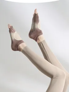 Women non-slip grip yoga socks open toe pilates fitness athletic cotton socks breathable