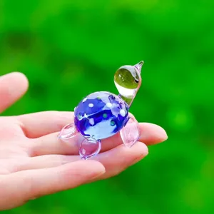 Mini glass turtle figurine desktop ornament cute sea turtle micro landscape fish tank decor