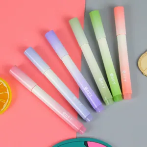 Gradient highlighters set aesthetic cute pastel marker pens for student daily journaling