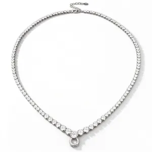 Collier de tennis réglable avec pendentif strass brillant ras le cou bijoux femmes