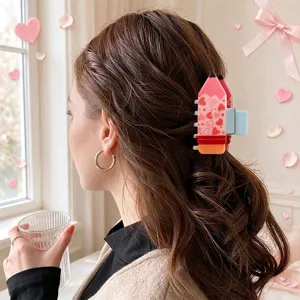 Cute cartoon pencil hair claw clip for women, sweet aesthetic hair accessories for daily wear.