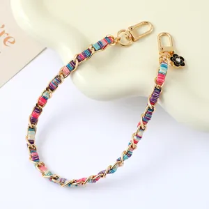 Schicke bunte geflochtene Leder Metall Kette Band mit Blumenanhänger für Handytasche Beutel