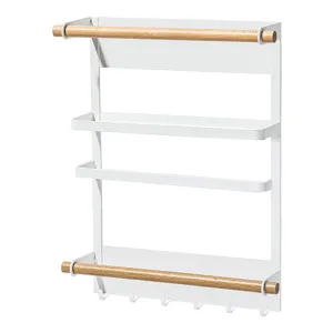 Organisateur de rangement latéral pour réfrigérateur magnétique étagère blanche bois