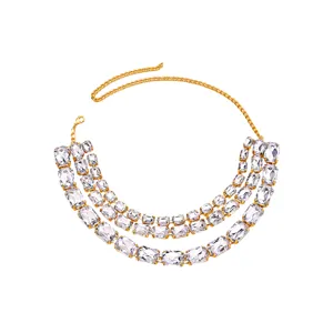 Meravigliosa collana girocollo multistrato in strass, gioiello di cristallo elegante per donne.