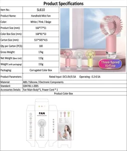 Tragbarer Akku Handheld Sprühventilator mit Nebel Luftbefeuchter für die Sommerkühlung.