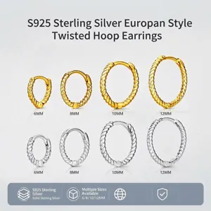 925 Sterlingsilber Gedrehte Creolen Für Damen Minimalistische Strukturierte Runde Creolen Gold Silber Plattiert Schmuck Geschenk