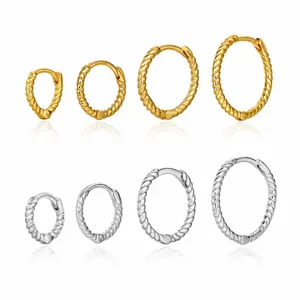 Sterlingsilber verdrillte Seil Creolen mehrfache Groesse minimalistische Ohrringe Schmuck