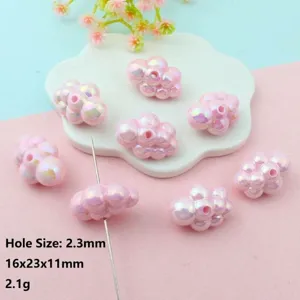 Detailed view of iridescent pink cloud acrylic beads, perfect for DIY jewelry making and crafting.
