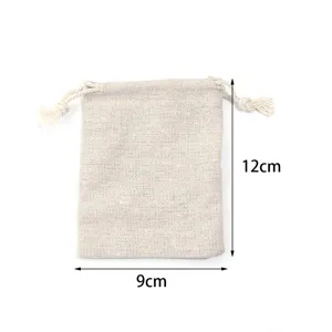Linen drawstring pouch small burlap gift storage bag 9x12cm eco-friendly fabric package