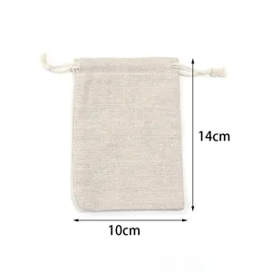 Natural linen drawstring pouch, 10x14cm burlap gift bag for herbs, jewelry and small items.