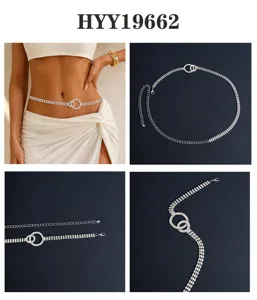 Rhinestone waist chain body jewelry metallic summer dress accessory sparkling double ring belt