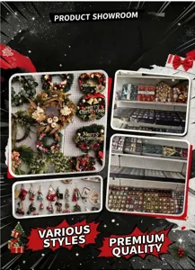 Christmas wreath and bauble set for holiday home window decor and festival party hanging