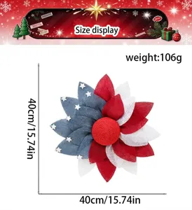 Guirnalda de yute del Día de la Independencia patriótica rojo blanco azul 40cm