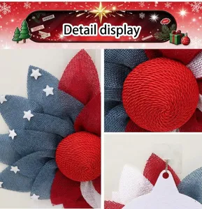 Guirnalda patriótica del Día de la Independencia rojo blanco azul estrella tela colgante