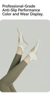 Grip yoga socks detail view showing open back strap and anti-slip dotted sole for women training.
