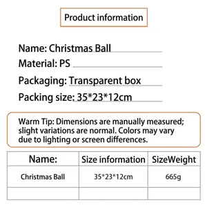 Palla di Natale set scatola trasparente confezione misura 35x23x12cm 665g dettagli info