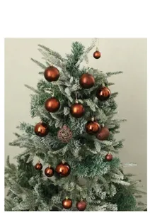 Set di palline di Natale marroni, ornamenti sospesi opachi e lucidi per albero.