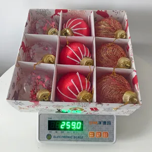 Set de bolas de navidad 9 piezas 8 cm adornos festivos para arbol en caja de regalo