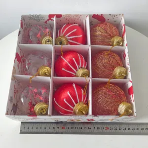 Set de bolas de navidad de 9 piezas esferas decorativas en caja con regla detalle