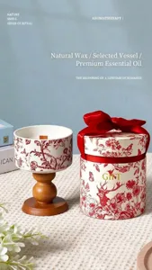 Exquisite scented candle set with ceramic holder and gift box for home fragrance.