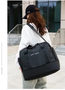 Large capacity waterproof travel duffel bag with dry wet separation gym bag for women men